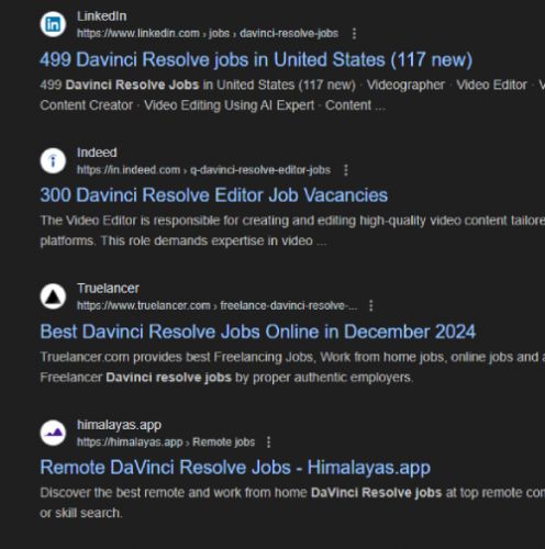 Davinci Resolve internship jobs in Toronto