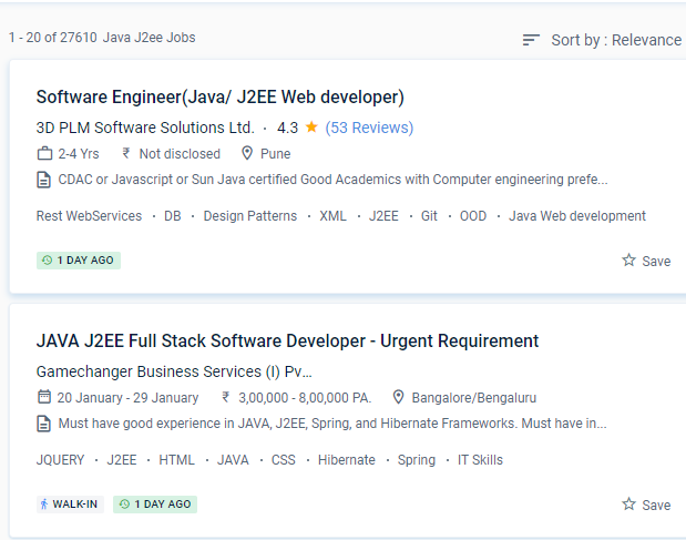 Java J2EE internship jobs in Canada