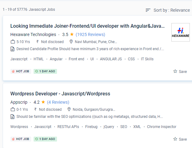 JavaScript internship jobs in Brampton